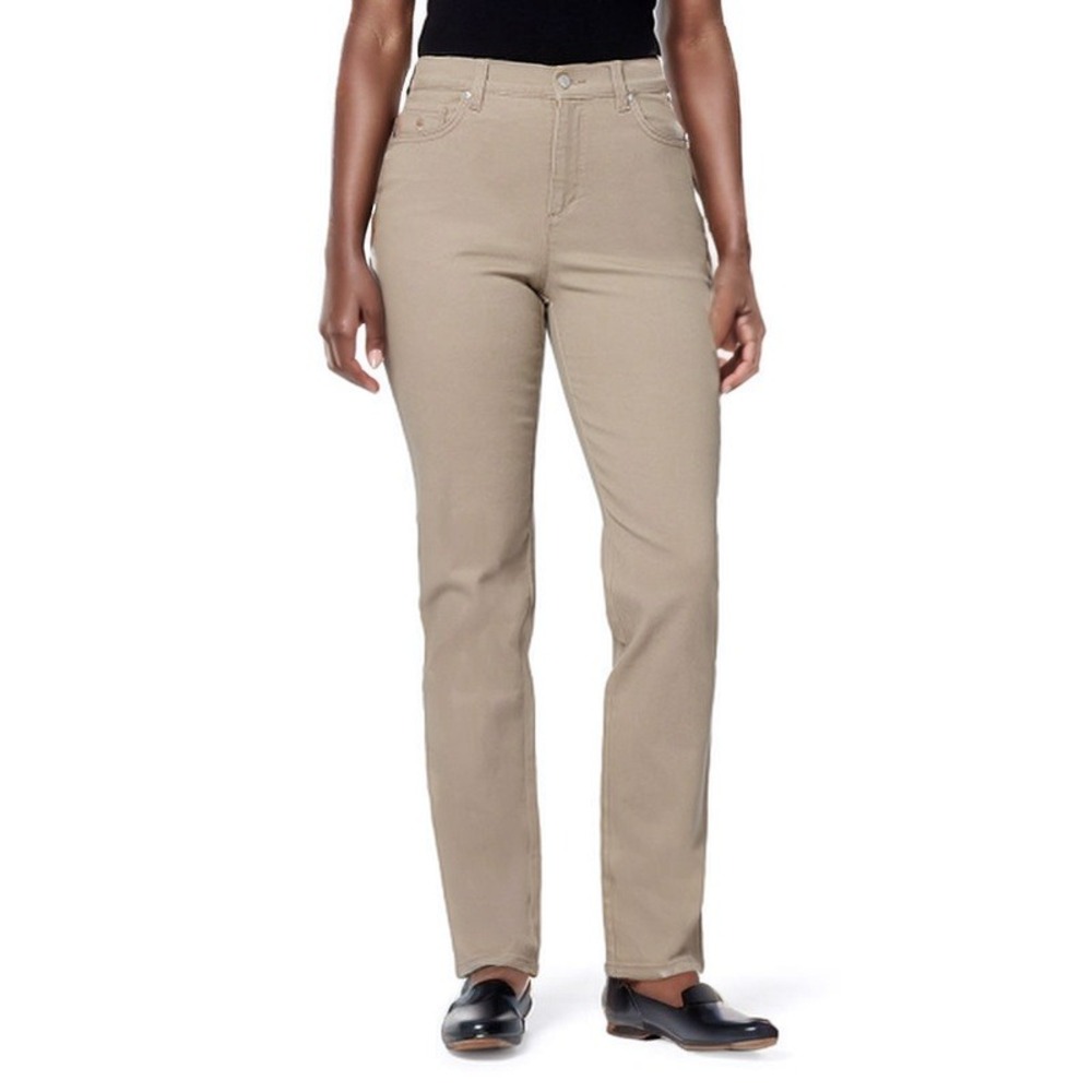 Gloria Vanderbilt Amanda Jeans Womens 6 Hazelnut Slimming Tapered Twill Pants